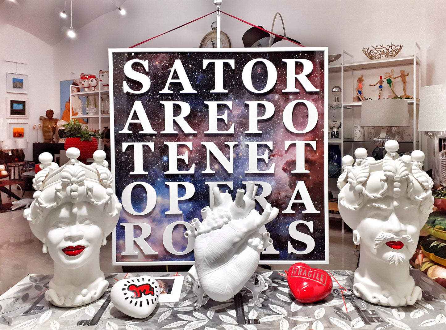 Testa di Moro Maschile in ceramica di Caltagirone (Bianco satinato/Rosso lucido)