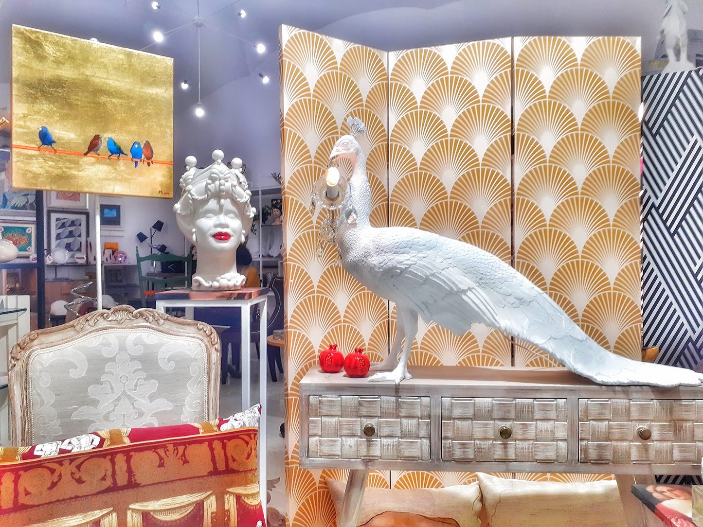 Testa di Moro Maschile in ceramica di Caltagirone (Bianco satinato/Rosso lucido)