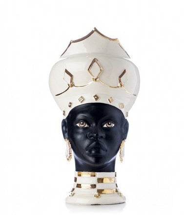 Testa di moro in ceramica di Caltagirone con dettagli in oro (h. 52cm)